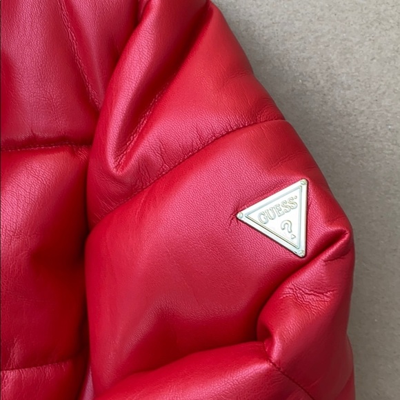 NEW GUESS Valetta Faux-Leather Puffer Jacket - Picture 9 of 9